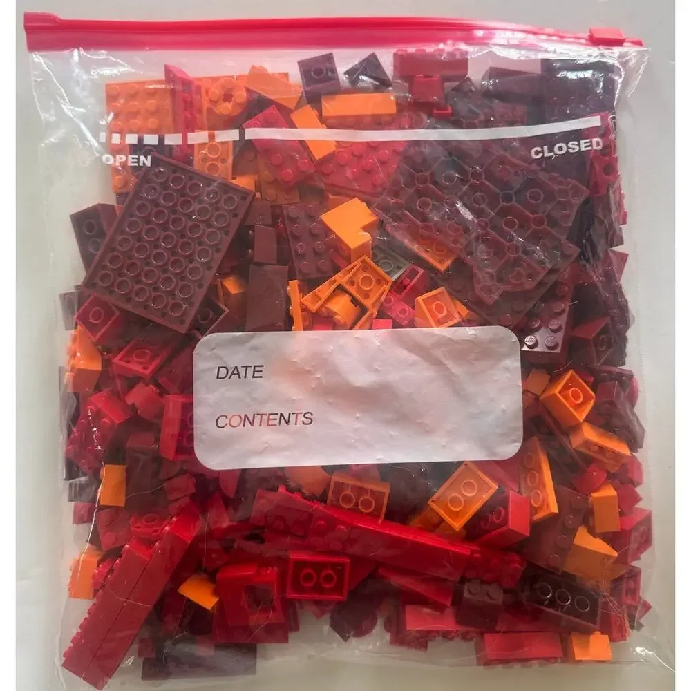 Lot of 1lb Red/Orange Lego Bricks Various Sizes/Shapes/Parts AS IS